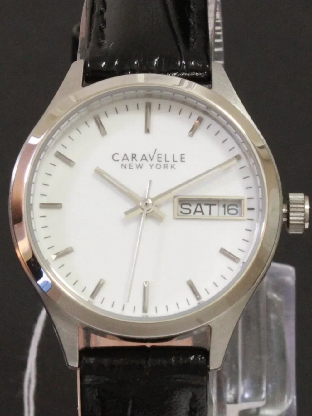 Caravelle New York by Bulova Ladies Dress Watch White Dial Raised Indices 30mm